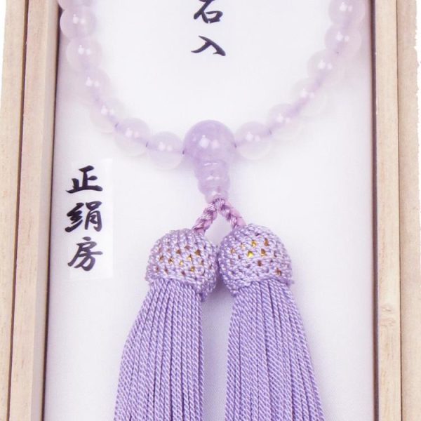 女性用念珠 白瑪瑙 藤雲石製作