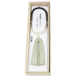 女性用念珠 茶水晶與黃水晶漸層-日本製
