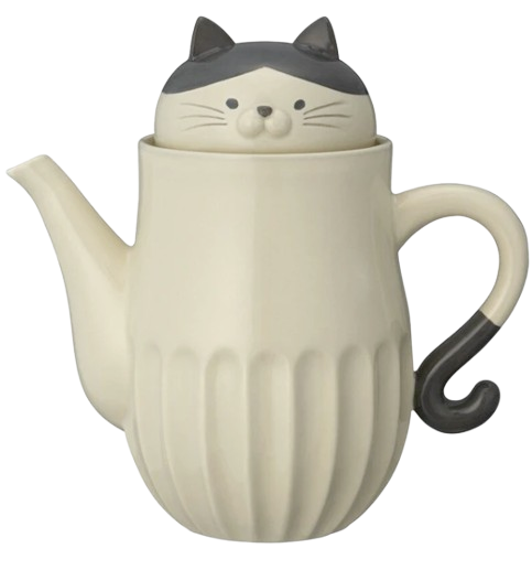 貓咪茶壺（灰白貓）