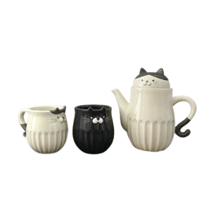 貓咪茶壺（灰白貓）