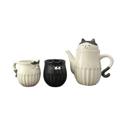 貓咪茶壺（灰白貓）