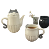 貓咪茶壺（灰白貓）