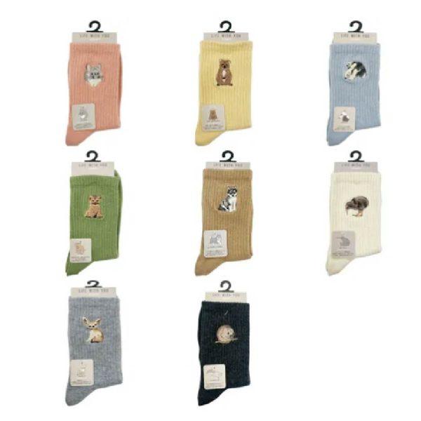 STREAM LIFE WITH YOU 動物刺繡襪 短襪 直筒襪