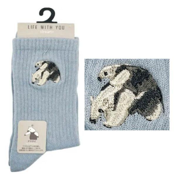STREAM LIFE WITH YOU 動物刺繡襪 短襪 直筒襪