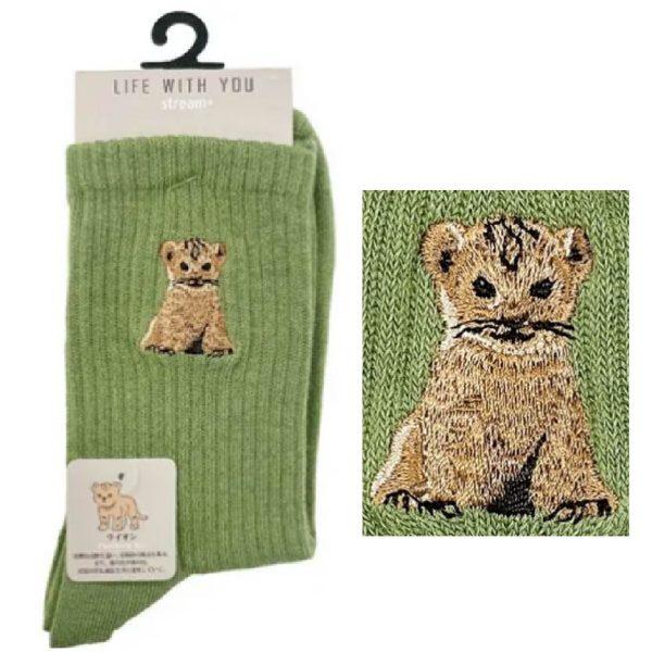 STREAM LIFE WITH YOU 動物刺繡襪 短襪 直筒襪