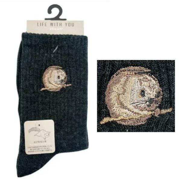 STREAM LIFE WITH YOU 動物刺繡襪 短襪 直筒襪