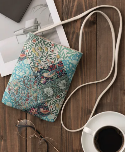 🌿 William Morris 風格 PU 皮革迷你斜背包 / 輕便側背包 👜