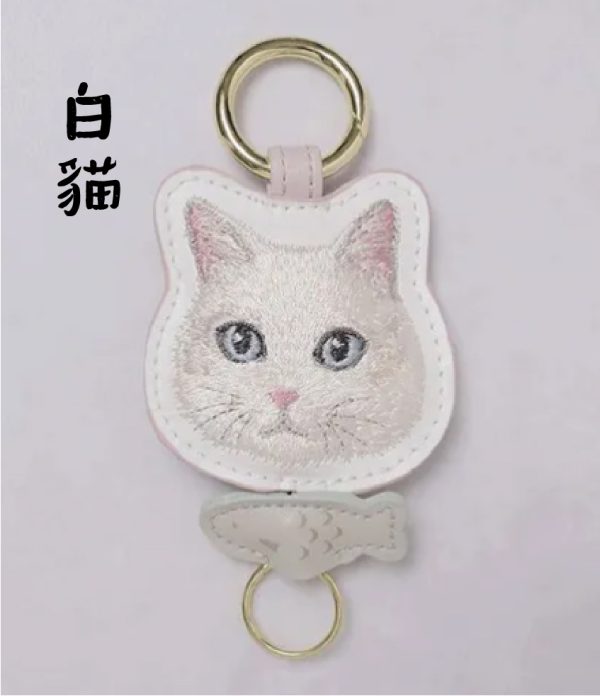 貓咪皮革刺繡鑰匙圈