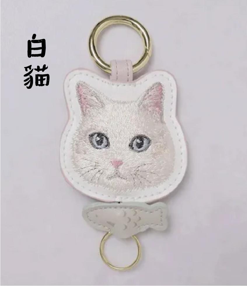 現貨 貓咪皮革刺繡鑰匙圈