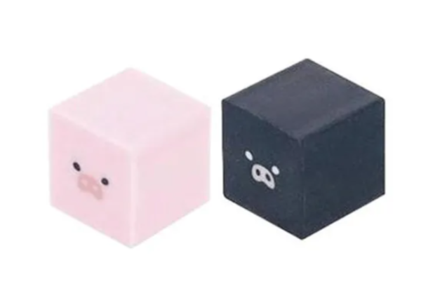 可愛造型橡皮擦  文具用品 修正 (粉黑一組)