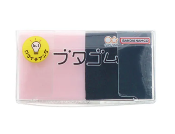可愛造型橡皮擦  文具用品 修正 (粉黑一組)