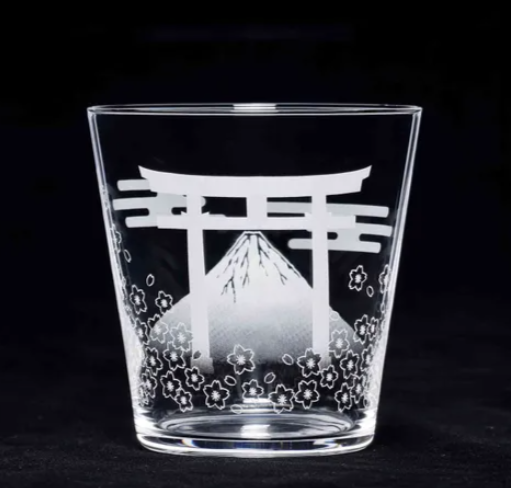 日本象徵與櫻花的唯美玻璃杯(三杯組入)