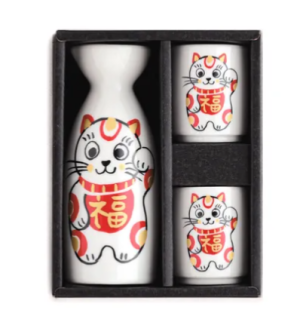 日本製招財貓吉祥酒器酒杯禮盒組