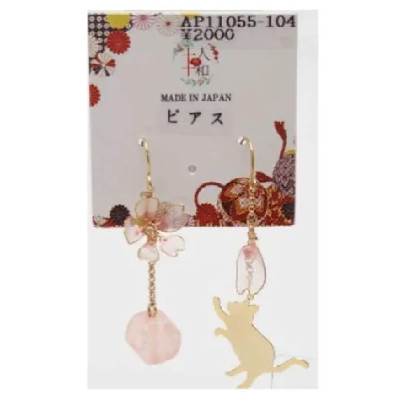 櫻花與貓的耳環   日系不對稱設計x療癒系飾品