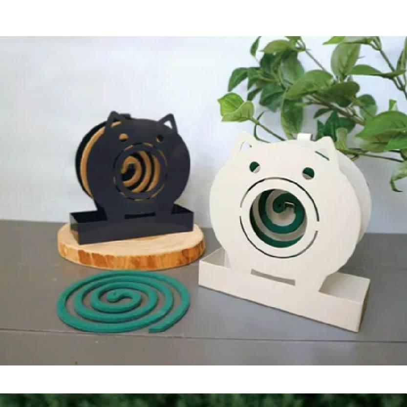 白色鋼製豬造型蚊香座