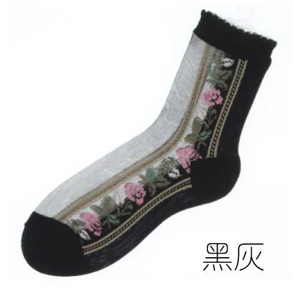 日本製輕盈透明・玫瑰線條襪款