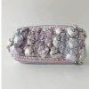 寶石褶皺雙拉鍊收納化妝包