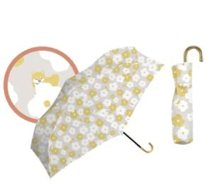 晴雨兩用折疊弧形日傘 柴犬圖案 淺灰色（LGY）