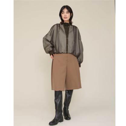 日本製 trois 紗質×歐根紗泡泡袖上衣