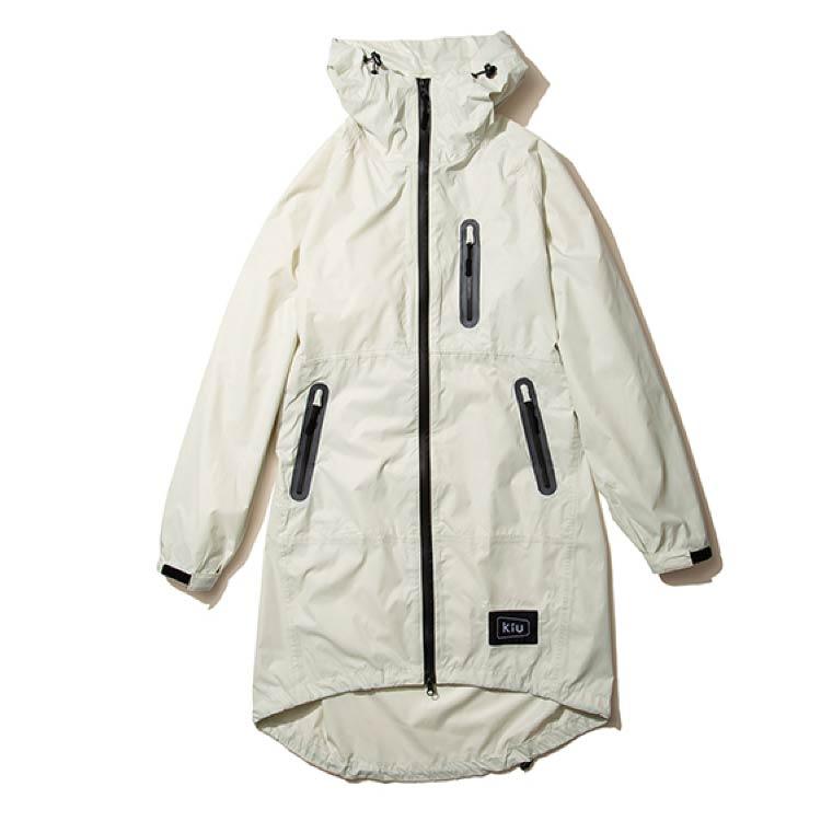 134864_00 KiU 防水拉鍊雨衣/奶油白/黑色/軍綠/米色男女皆可穿