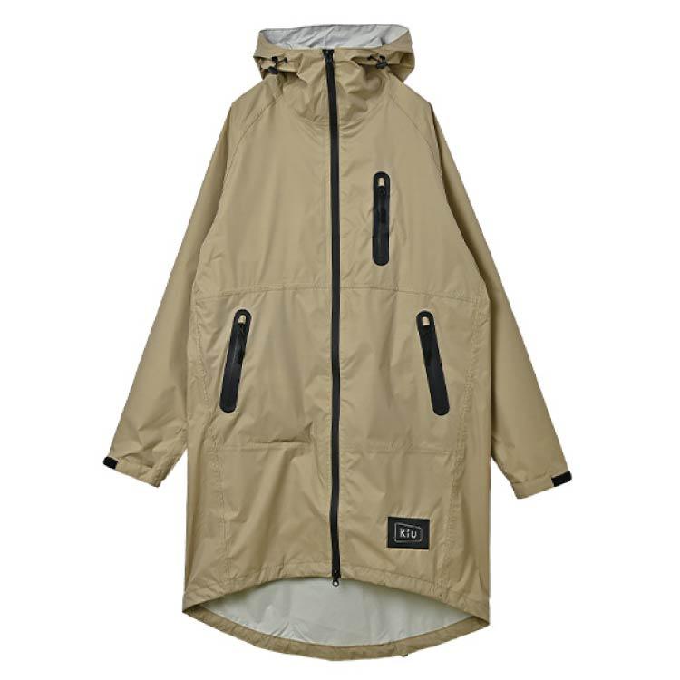 134865_00 KiU 防水拉鍊雨衣/奶油白/黑色/軍綠/米色男女皆可穿