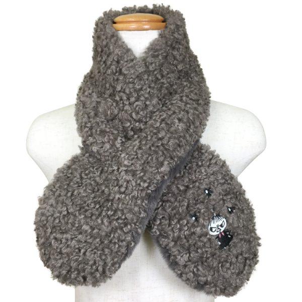 姆明家族 Little My 小美 環保仿皮草雙面領巾　炭灰色