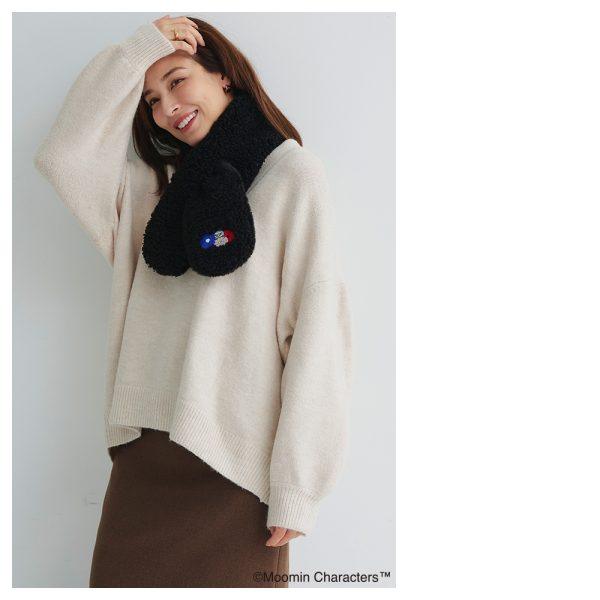 姆明家族 Little My 小美 環保仿皮草雙面領巾　炭灰色