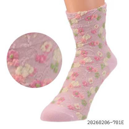中筒長度浮動花卉全印花襪子