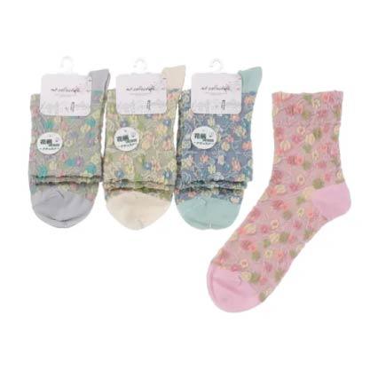 中筒長度浮動花卉全印花襪子