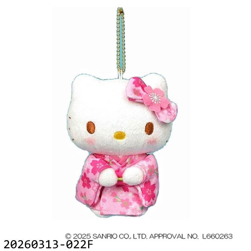 Hello Kitty絨毛吊飾 櫻花和服