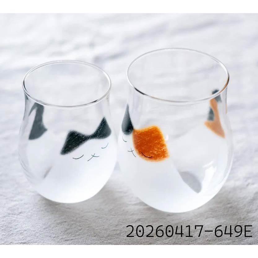 20260417-649E-02 日本製 ADERIA 我的家人 貓咪玻璃杯 340ml 可愛療癒貓杯