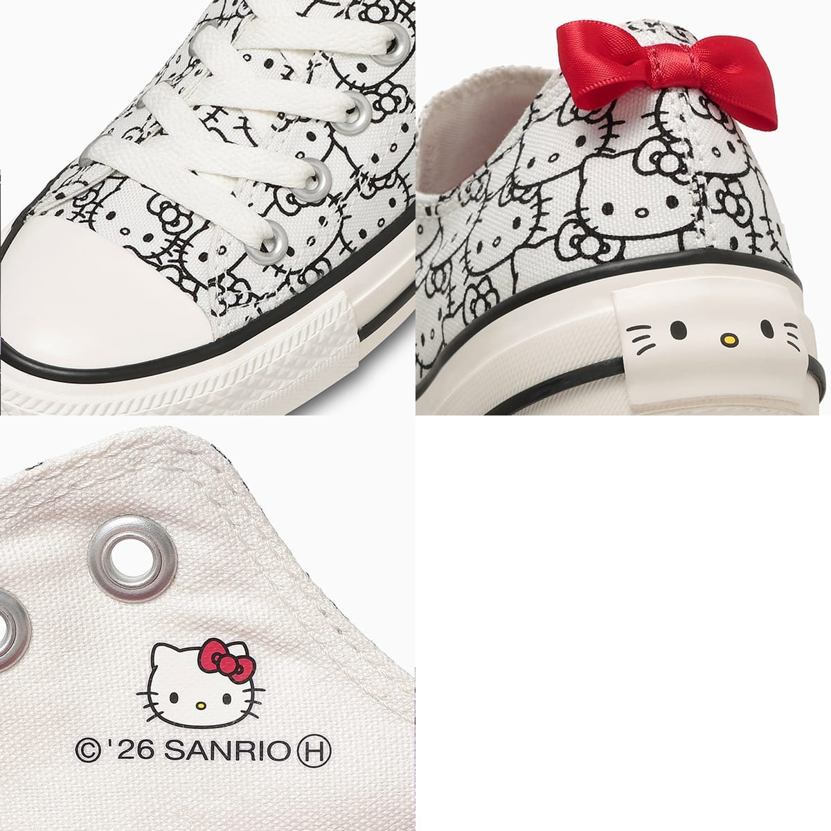 CONVERSE × HELLO KITTY 聯名帆布鞋 經典低筒休閒鞋 白色 女鞋 三麗鷗凱蒂貓 綁帶鞋