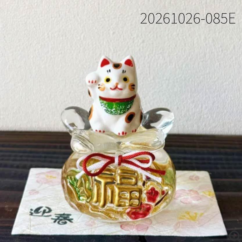 招財貓束口袋造型玻璃擺飾